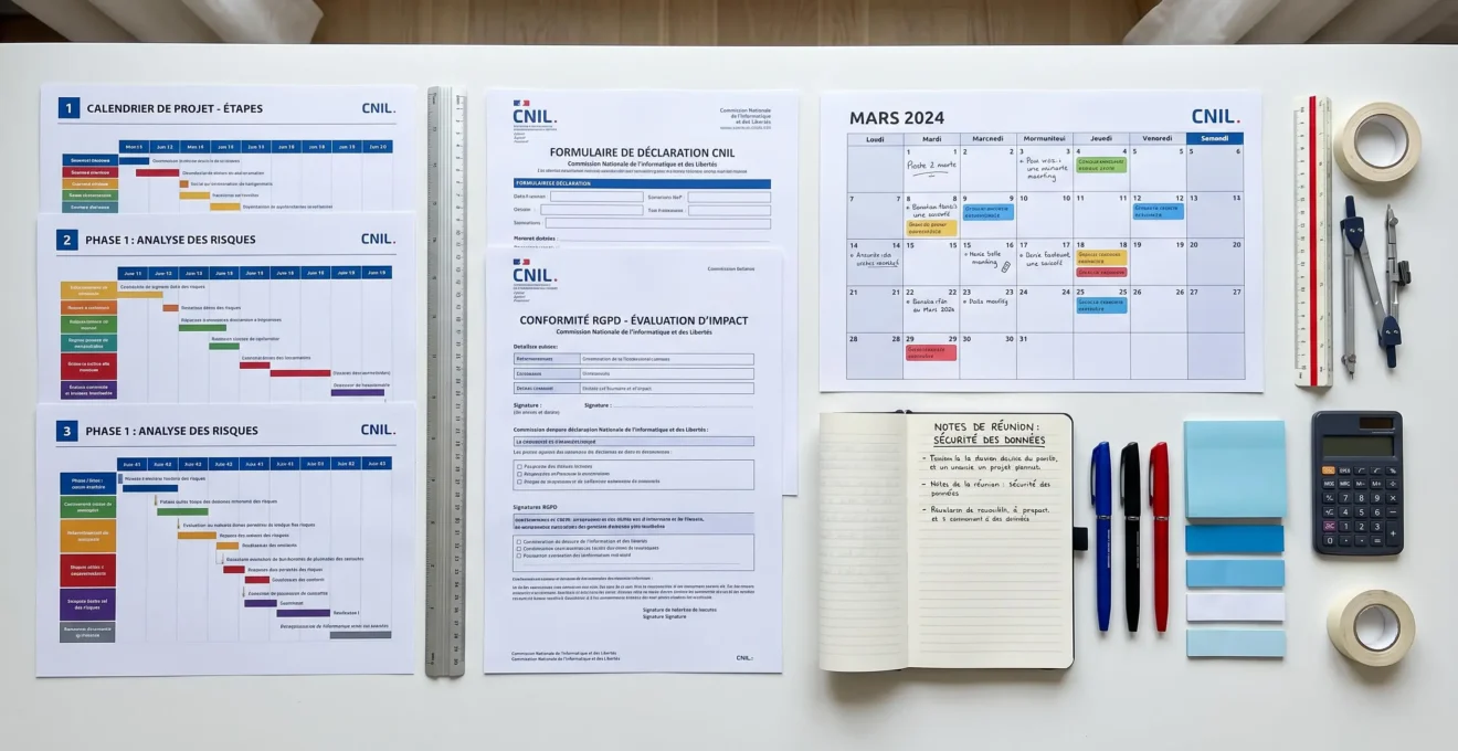 Planning détaillé d'un projet de sécurisation avec documents officiels et étapes numérotées
